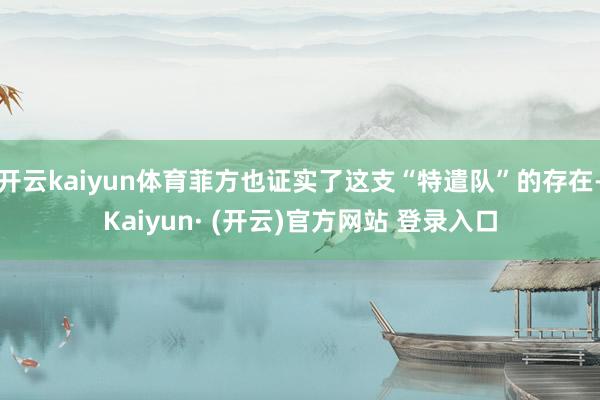 开云kaiyun体育菲方也证实了这支“特遣队”的存在-Kaiyun· (开云)官方网站 登录入口
