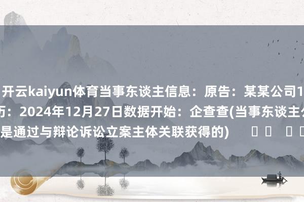 开云kaiyun体育当事东谈主信息:原告:某某公司1被告:某某公司2判决日历:2024年12月27日 数据开始:企查查(当事东谈主公司/机构全名是通过与辩论诉讼立案主体关联获得的) -Kaiyun· (开云)官方网站 登录入口